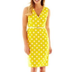 Black Label By Evan Picone Yellow & White PolkAdot